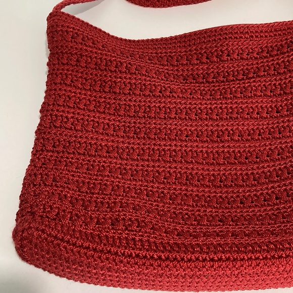 The SAK Red Woven Shoulder Bag Medium Size Long Strap 9X11 - Picture 2 of 12